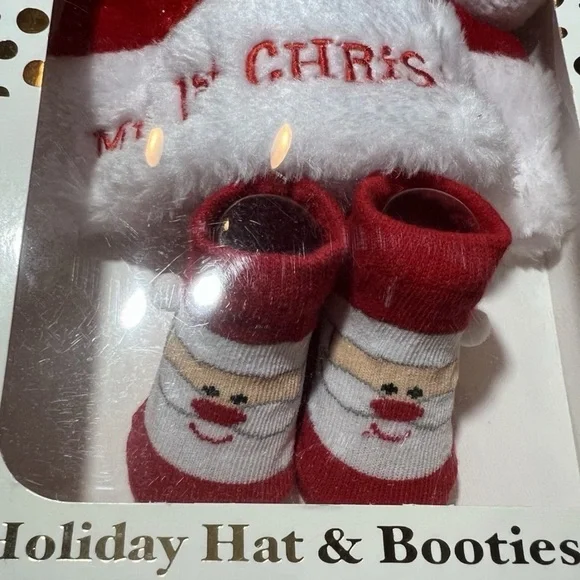 Little Me Festive Red Santa Hat & Booties Set - Picture 3 of 4